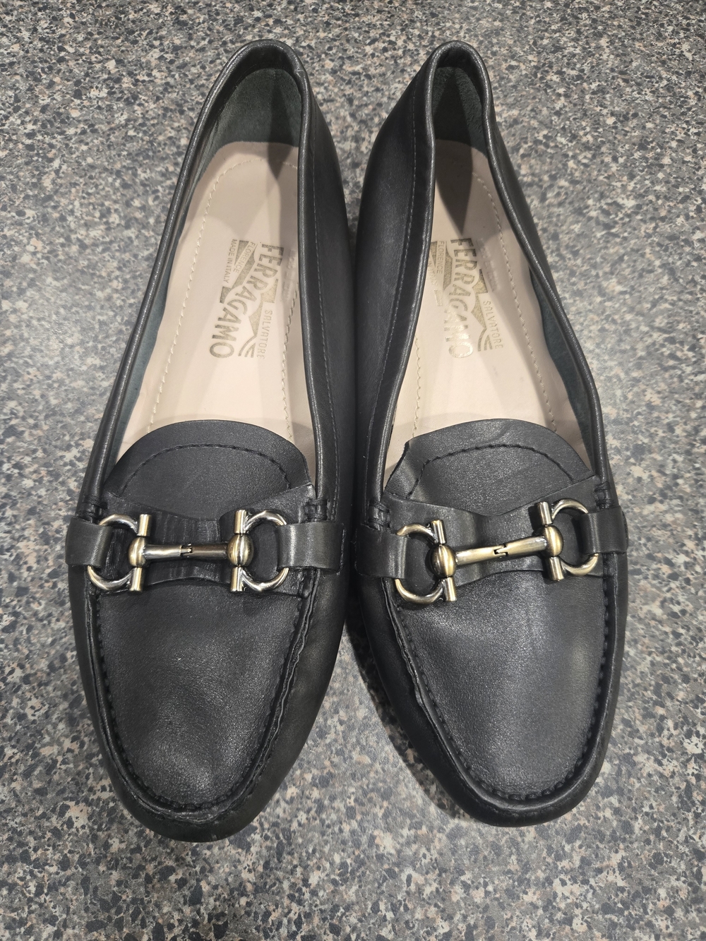 Salvatore Ferragamo Black Leather Horsebit Loafers 7.5 C